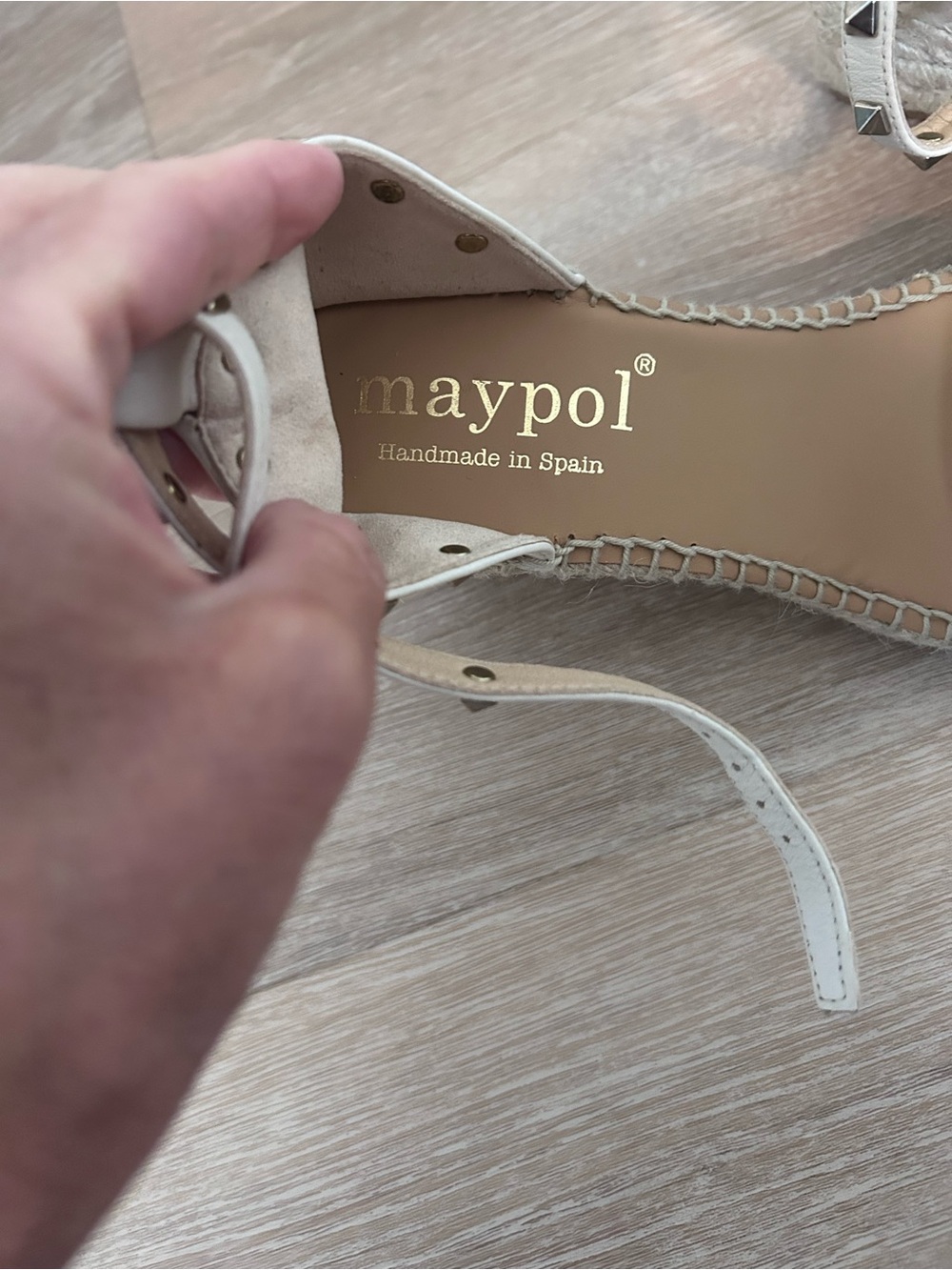 Maypol ivory/light beige Studded Espadrille Wedge Sandals 38- Pol Inspired NEW - Picture 3 of 7
